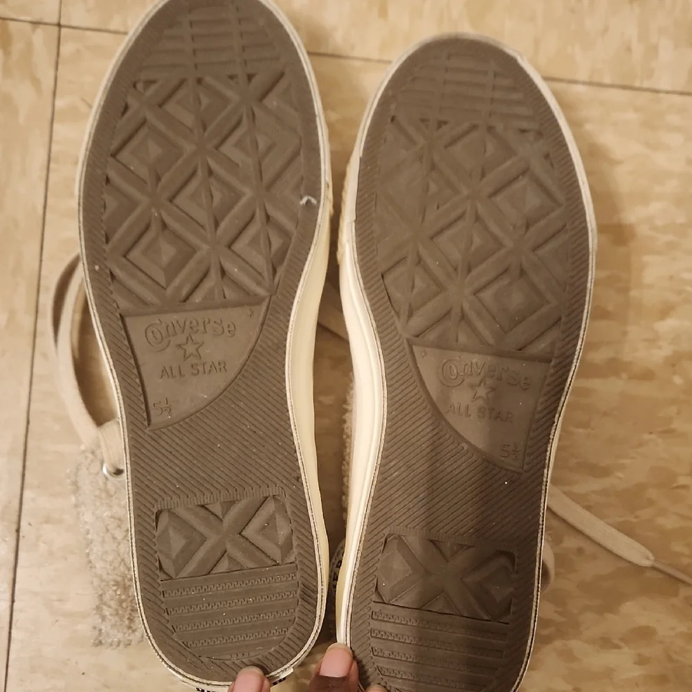 Converse Tan Canvas Platform Sneakers - Picture 4 of 9